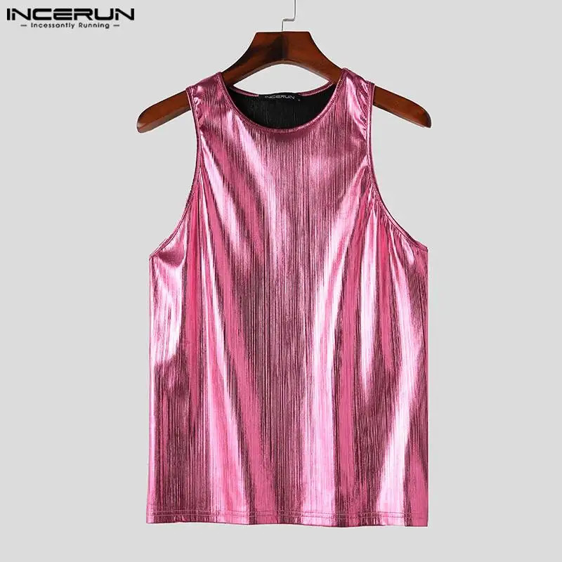 INCERUN Tops American style mens sparkling fabric knitted Desian vest casual style selling sleeveless vest S-5XL 250402