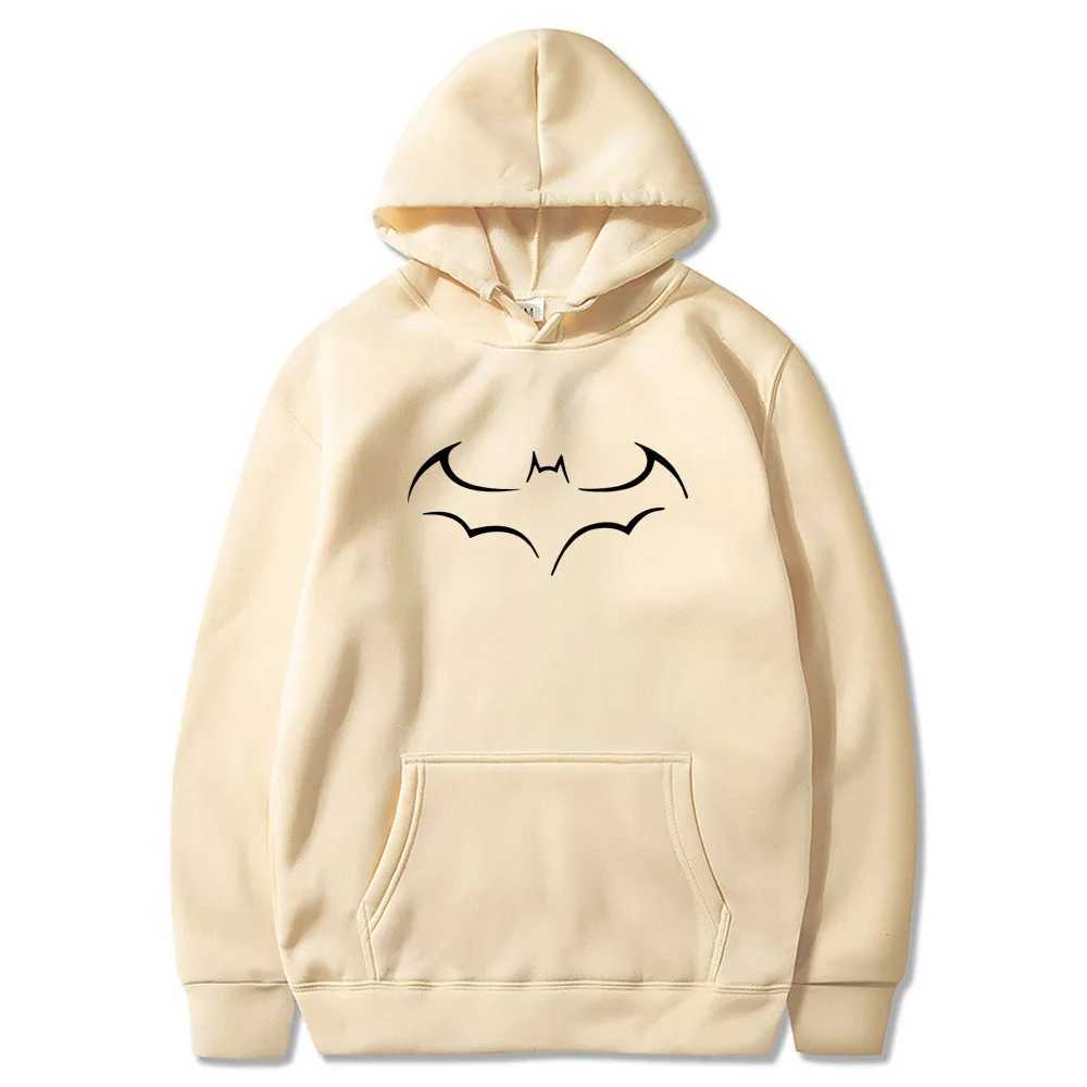 Mens Bat Printed Loose Fit Hoodie Casual Round Neck Warm Autumn Fashion Mens Sportswear W250408
