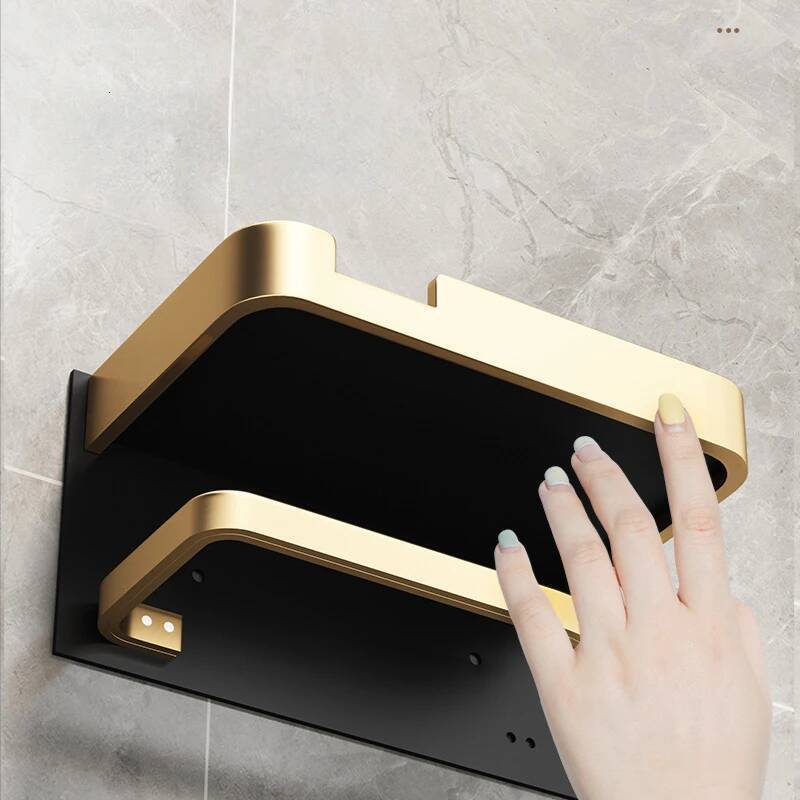 Roll holder With Shelf Aluminum Paper dispenser No Drill Tissue hanger Toilet Bathroom Accessories ddmydog