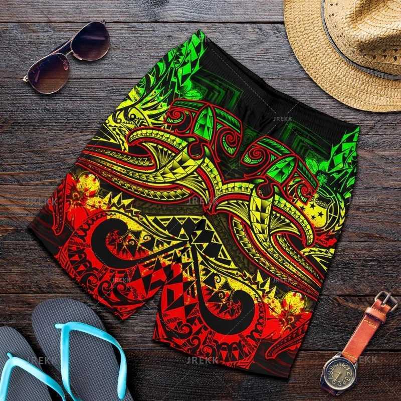 New retro 3D printed Samoa emblem beach shorts fashionable streetwear board shorts unisex cool swimming shorts mens swimming trunkXJ250407