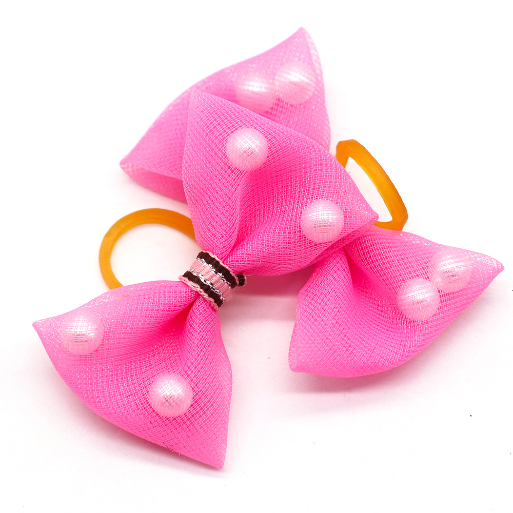 20pcs Lace Pet Dog Hair Bows for Small Dogs Flower Dog Bow Dogs Girls Rubber Band Bows Pet Hair Grooming Accessories Supplier
