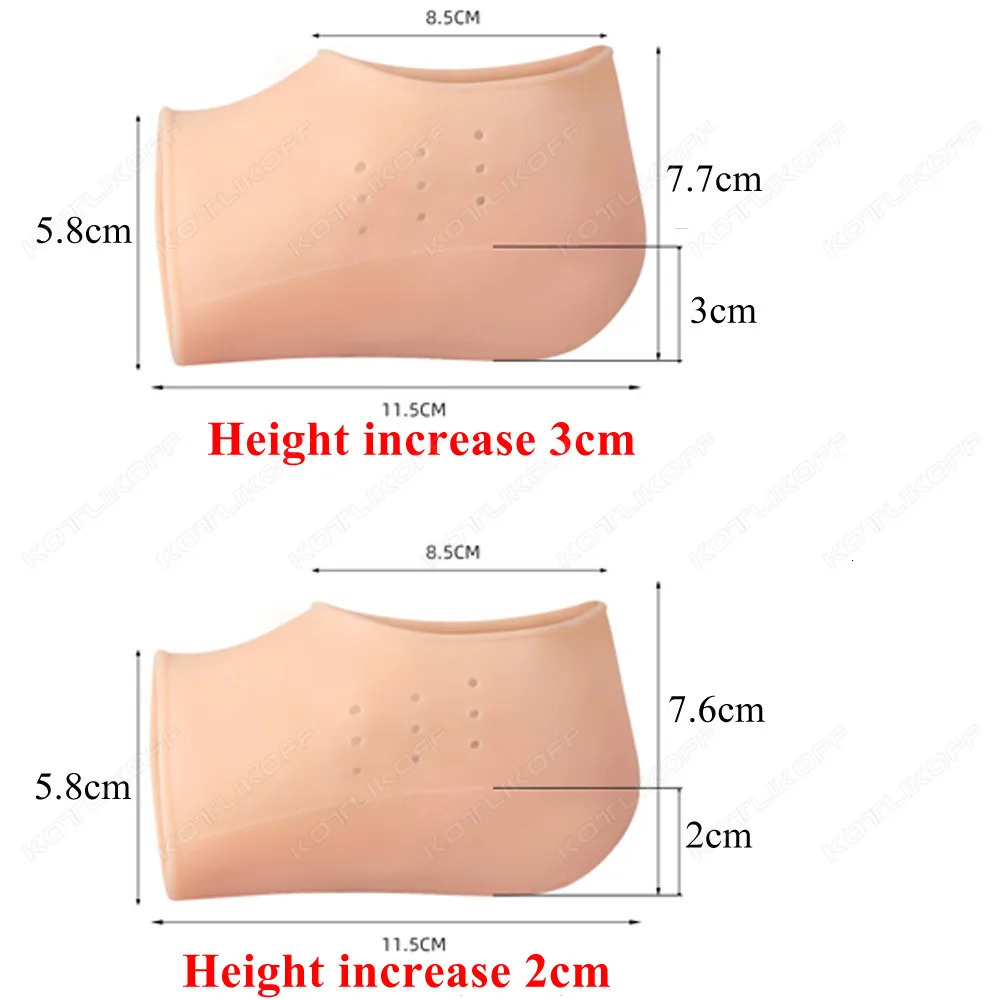 Invisible Height Increase Silicone Socks Silicone Elastic Heel Pad Foot Protection Damping Heel Cushion Hidden Insole Unisex 250408
