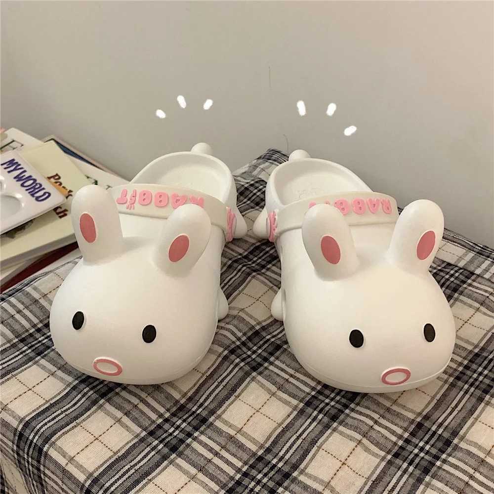New Arrival WHOLL Summer Womens Slippers Cute Cartoon Rabbit Hole Sandals Female Students Wear Non slip Girls Sandals T250407