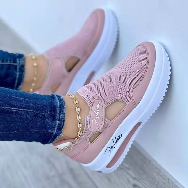 2025 New Style Women Wedges Sneakers Lace - Up Breathable Sports Casual Platform Female Footwear Ladies Vulcanized Shoes
