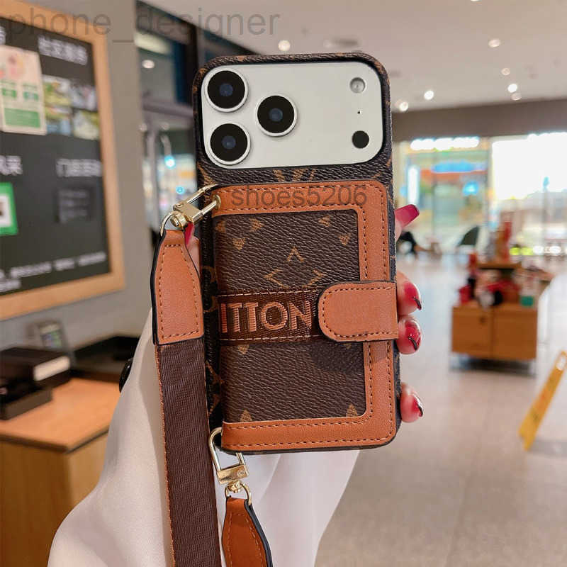 Cell Phone Cases Designer Case Wallet Card Holder iPhone Leather for Apple 17 16 15 Pro Max 14 13 12 11 Crossbody Mobile Cover Lanyard Pocket dhgate LYS2
