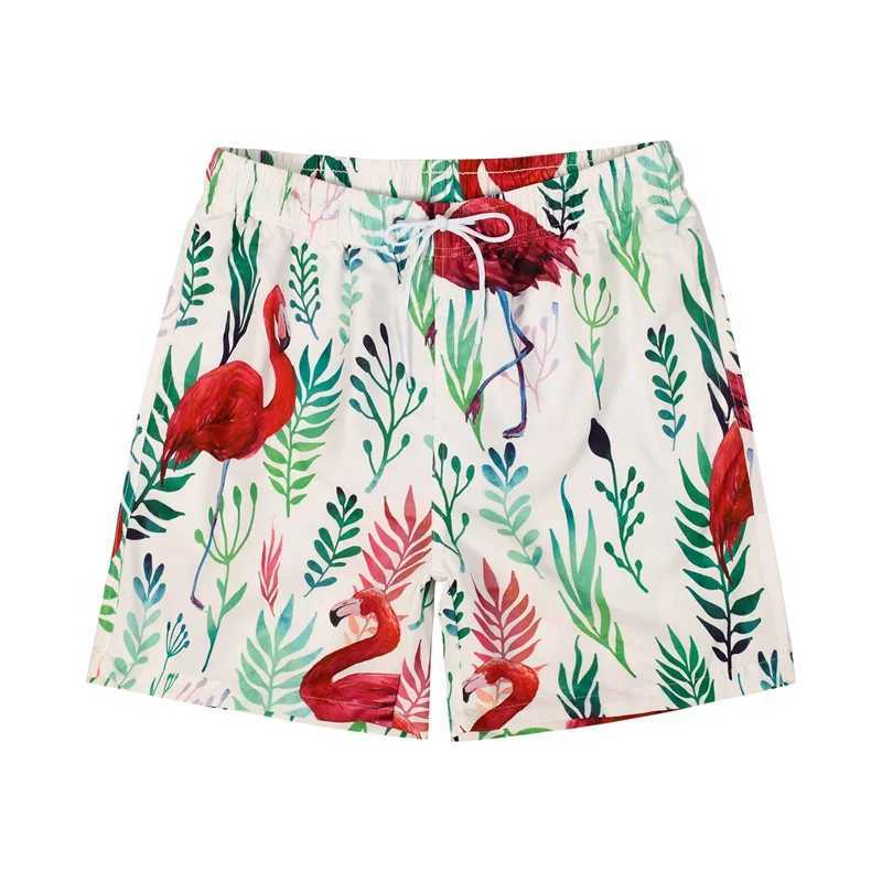 Hawaii 3D printed plant flamingo beach shorts mens summer shorts outdoor sports surfboard shorts quick drying swimming rodXJ250407