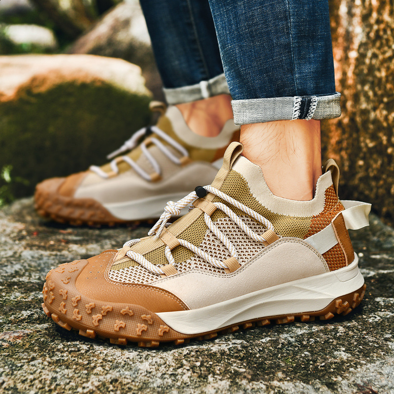 Men Outdoor Hiking Sneakers Climbing Trekking Lace Up Trekking Outdoor Mountain Bike Shoes Flat Sport Cycling Shoes Breathable 240606