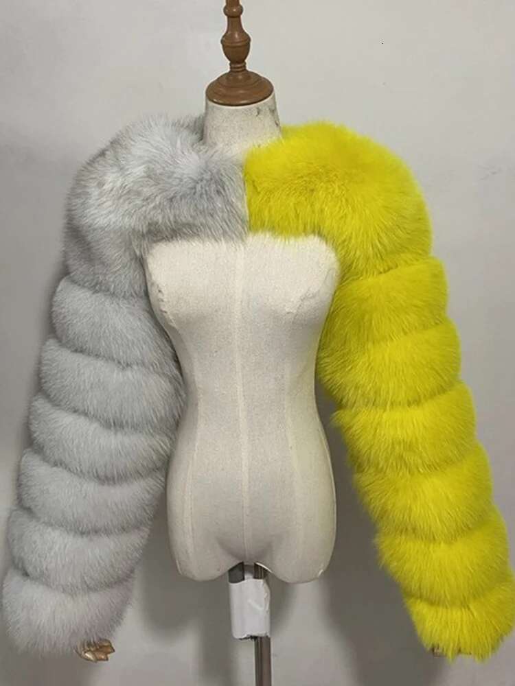 DEAT Fashion Women's Faux Fur Vintage O-Neck Long Sleeve Splicing Contrasting Colors Coat Female Tide Spring 2025 New 17A4203
