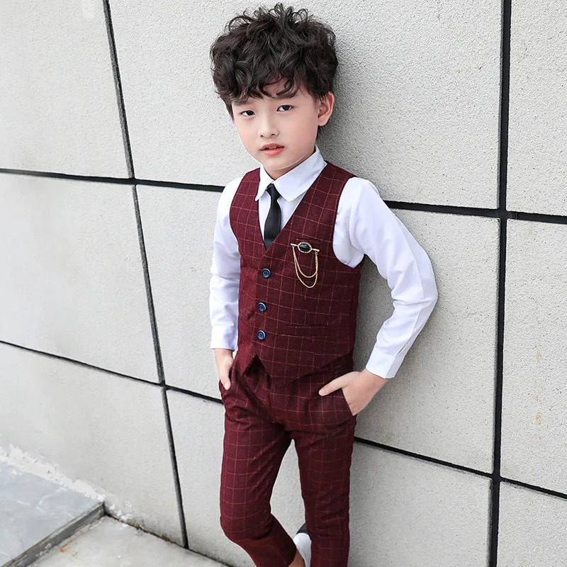 Sports jacket boys plain vest wedding dress toddler suit formal dress childrens bra baby pants gentlemans suit 250408