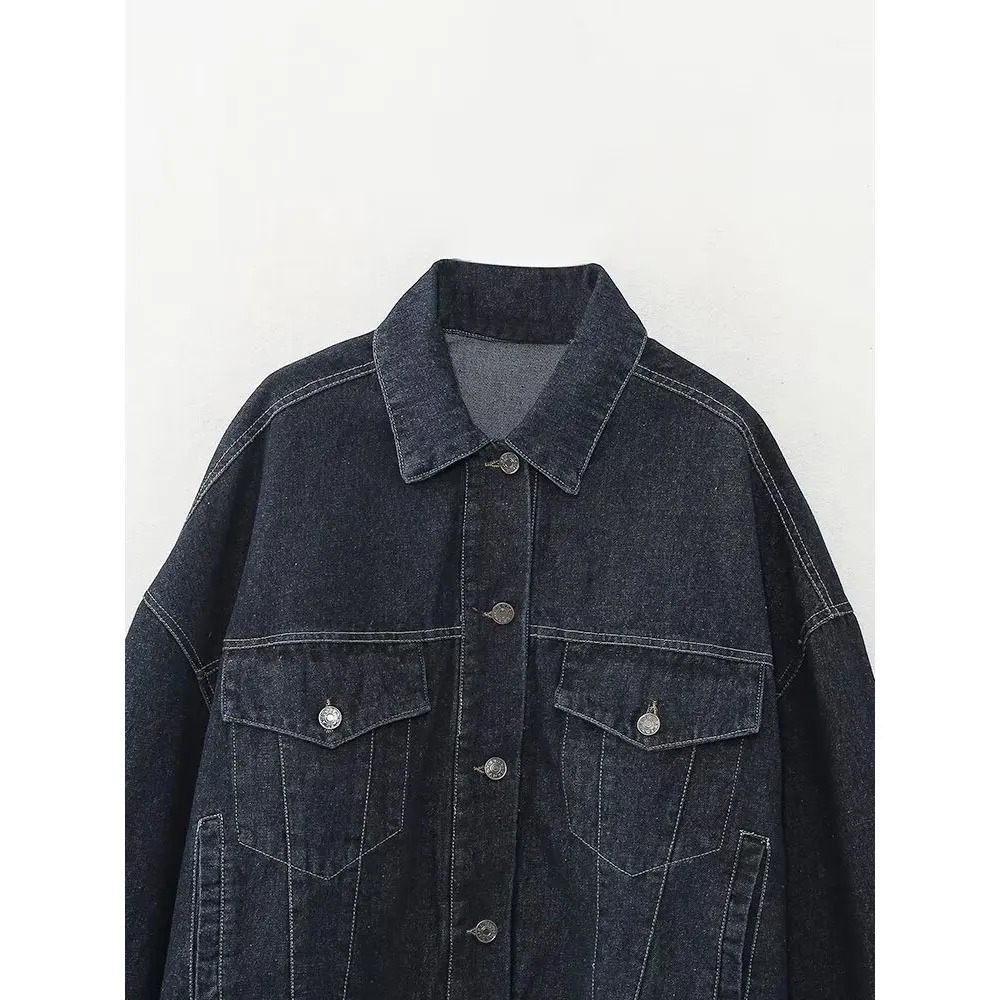 Willshela Womens Fashion Pocket Denim Solid Jacket Collar Long Sleeve Femle Chic Set 250407