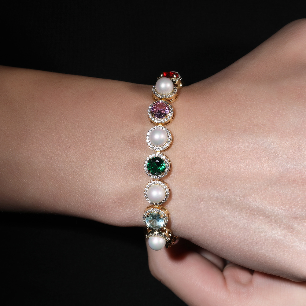 10mm Colorful Rock Candy Pearl Choker Chain Necklace Bracelet Women Mom Girl Friend Jewelry Gift