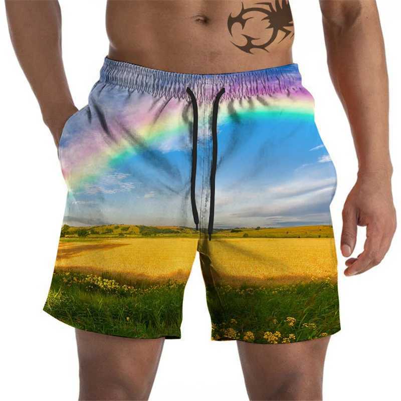 Artistic Pigments Mens Graphic Beach Shorts Color 3D Printed Board Shorts Summer Shorts Loose Swimmers Street ClothingXJ250407