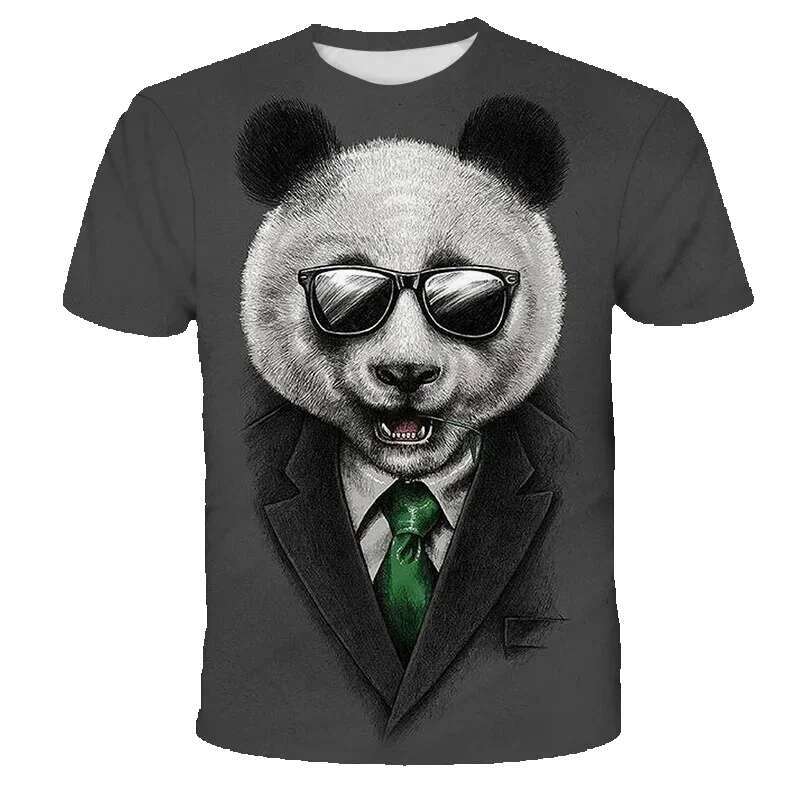 Fun and casual 3D cartoon economy men, Krasnot sunglasses, men's round neck clothing, fashionable T-shirt
