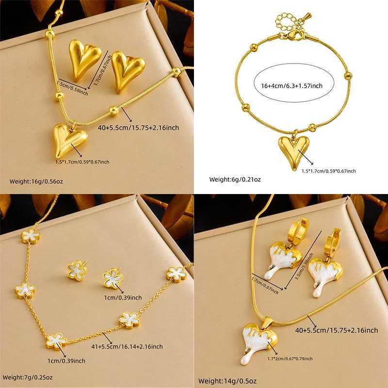 DIEYURO 316L stainless steel simple and elegant heart-shaped necklace bracelet set for womens new trend love series jewelry gift set Y250408