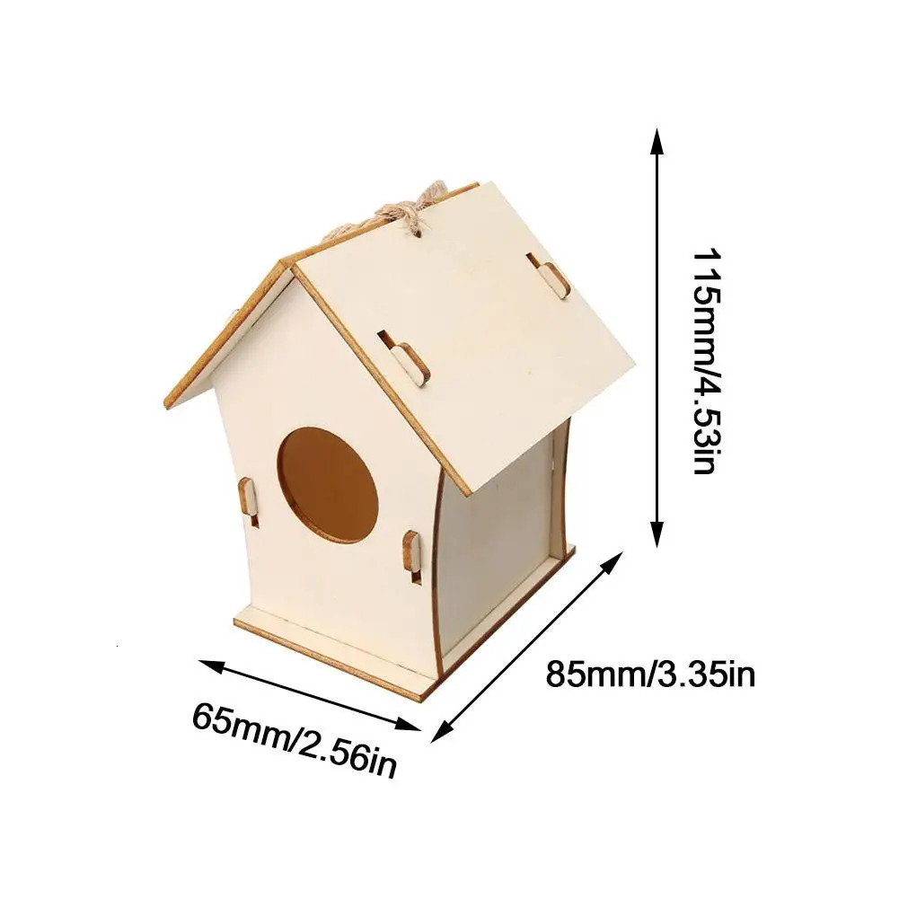 Wooden mini birdcage outdoor hanging birdhouse box DIY painting blank wooden garden birdcage courtyard decoration bird parrot nest 250403