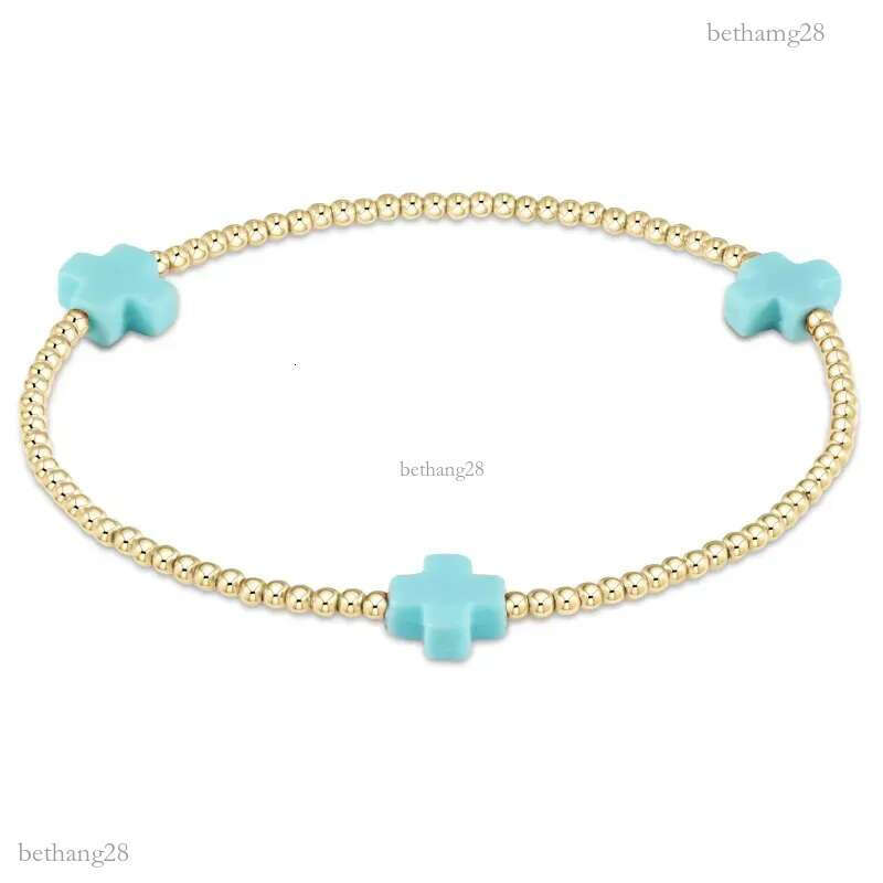 Beaded Strand Ccgood Mticolor Cross Charm Summer Bracelet For Women Pseras Gold Plated 18 K Beads Bracelets Stackable Boho Jewelry Dro Ota76