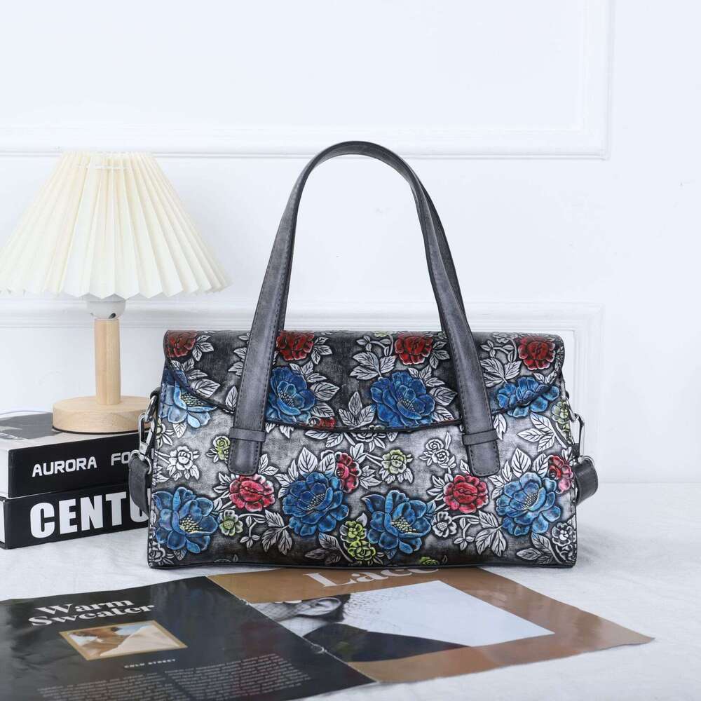 Thinking Ya Women's Carving Series Handbag Middle Aged Mom Bag Blooming Rich Peony Flower New Style