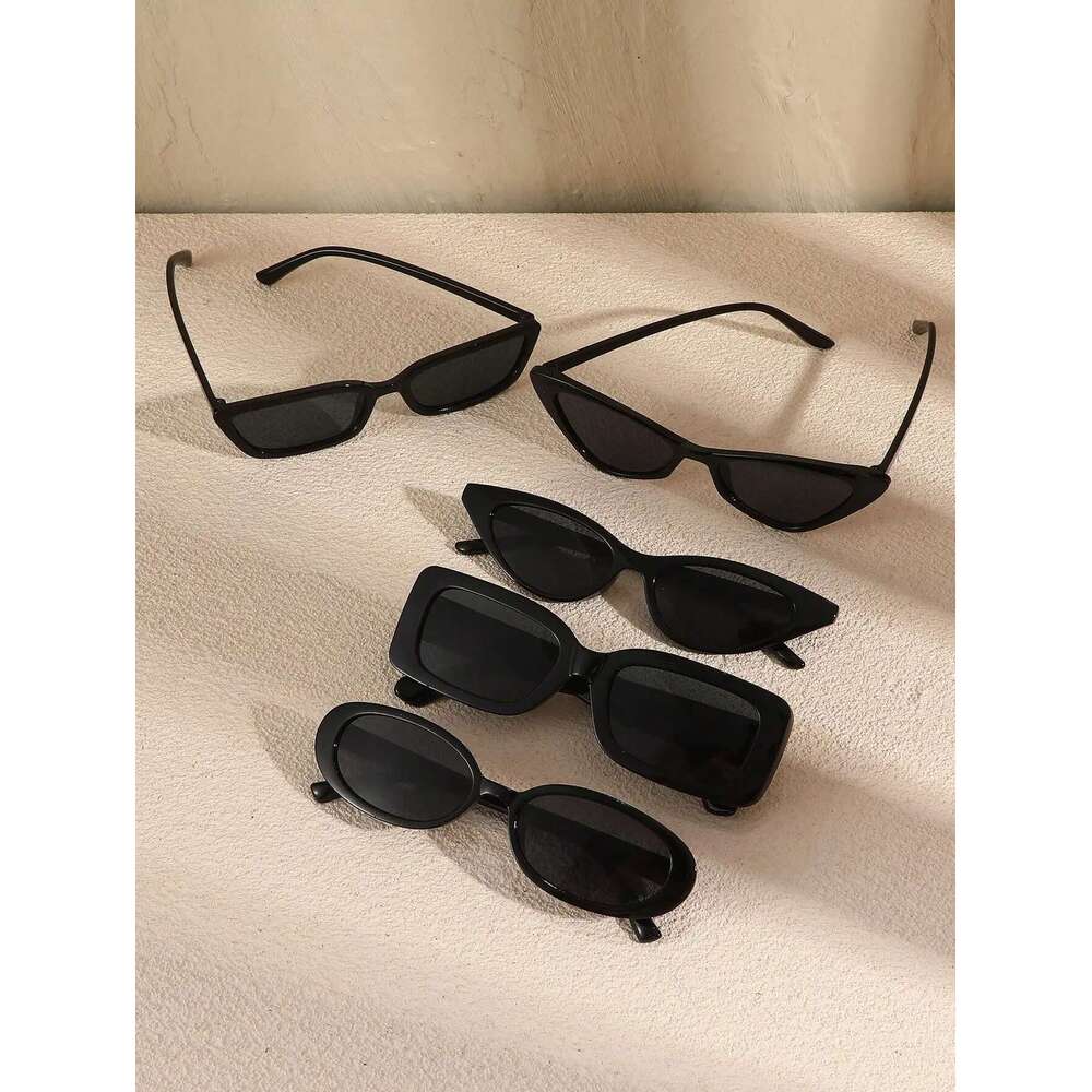 5PCS Plasti Fashion Cat Eye Frame Women Sunglasses For Daily Life Men ShadesOutdoor Casual Activities DrivingAccessories.