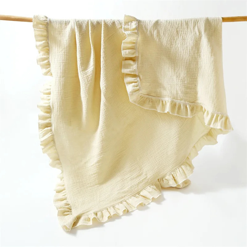 baby solid colored gauze blanket childrens blanket folded edge baby bath towel scarf blanket slim breathable 250408