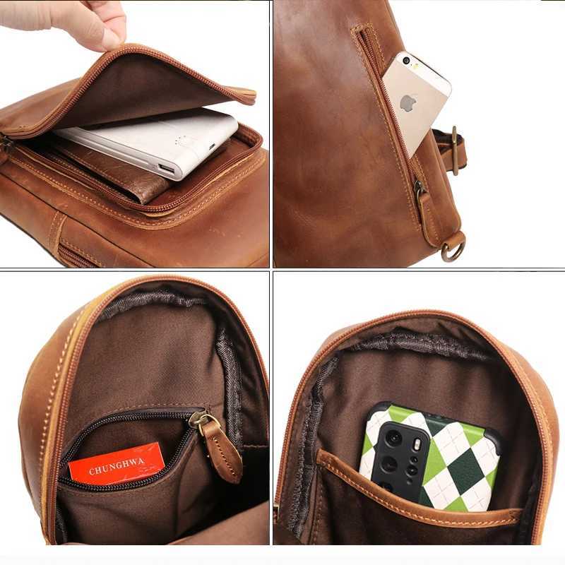 Mens leather camisole bag chEST bag handmade shoulder cross body daily bag fAshionable waist bag Leathfocus Z250407
