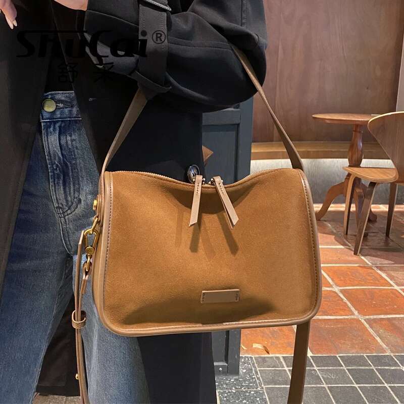 Suede Cowhide Fashion Ladies Shoulder Crossboy Brown Bag For Women Designer Female Coffe Handbag Angola Red 2025 New