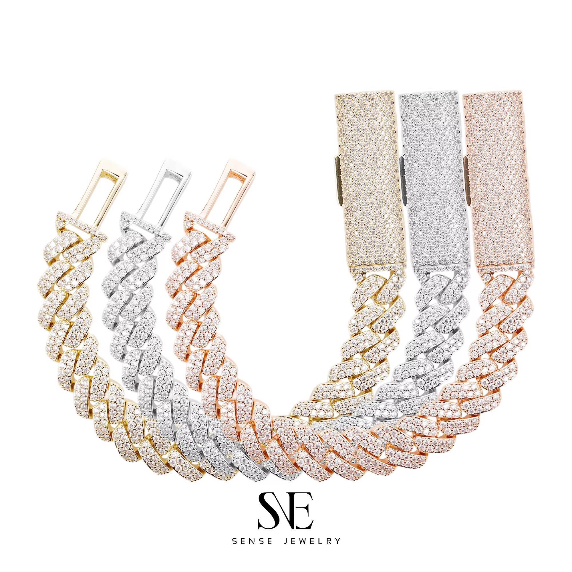 Hip Hop Style Moissanite Bracelet 925 Sterling Silver Bangle Iced Charm Gold Rhodium Plated Wedding Gift-Worthy Jewelry Set