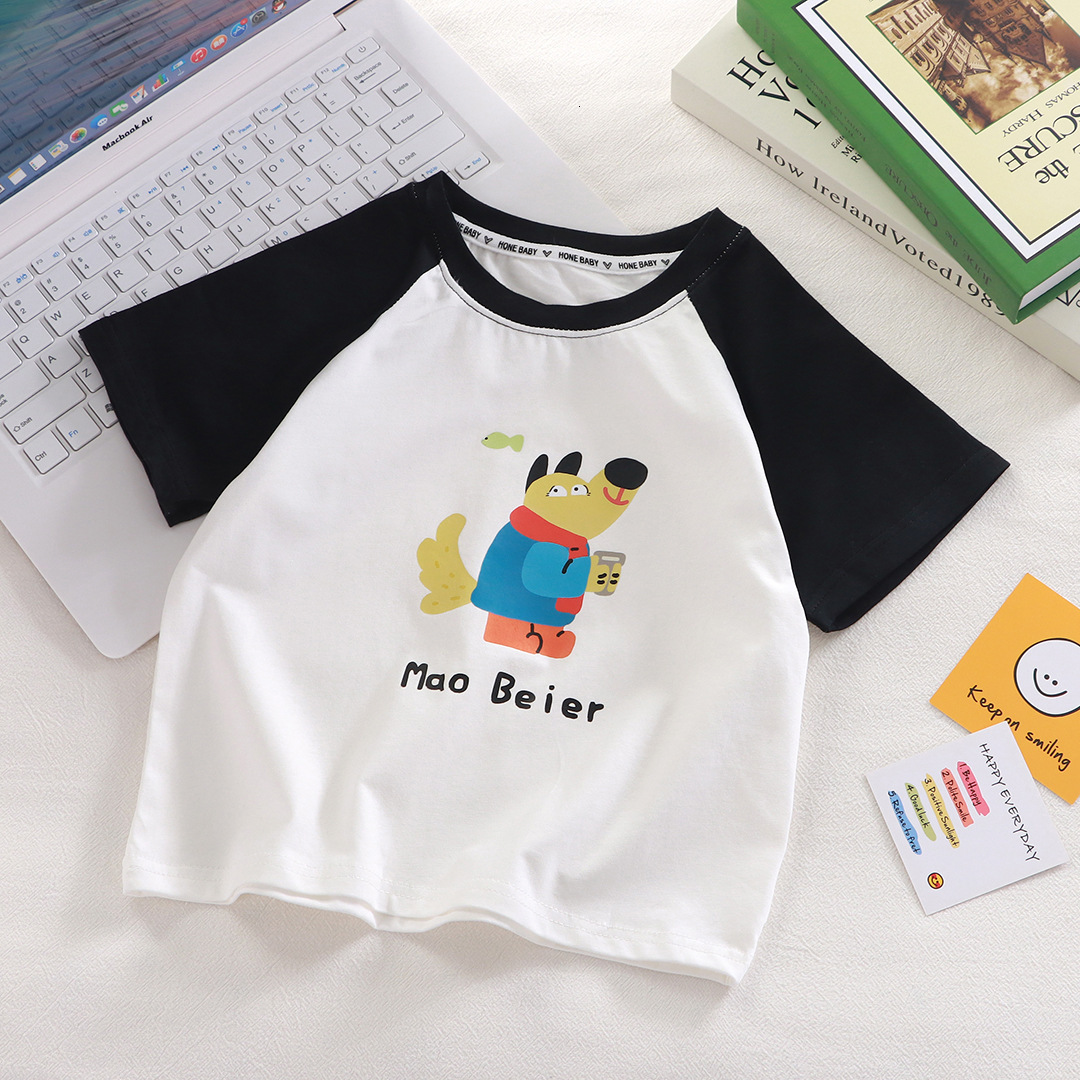 Ddmyshoesvip New Children S Short Sleeved T Shirt Baby Pure Cotton Raglan Sleeves Loose Cartoon Casual Top Summer