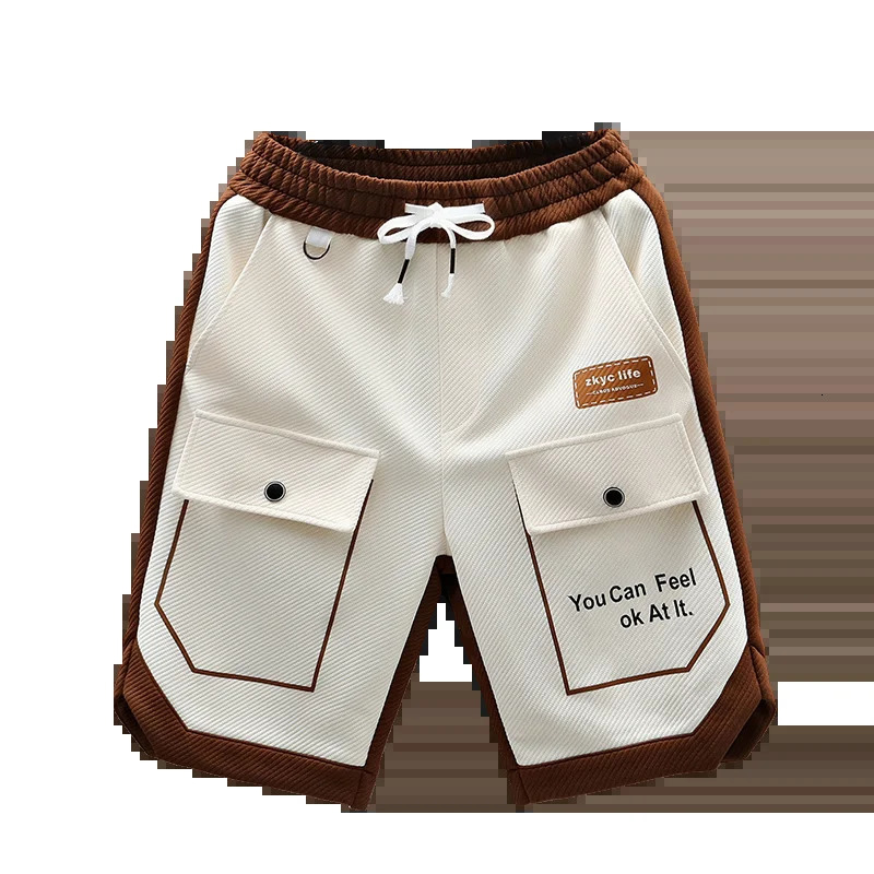 Summer running shorts for mens casual jogging sports shorts patch work drawstring loose sports shorts 250402