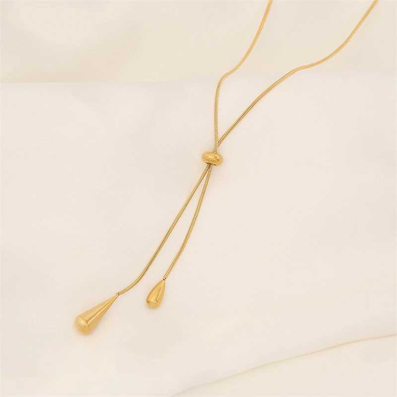 316L Stainless Steel New Fashion Exquisite Jewelry Pulling Adjustment Droplet Charm Chain Necklace Womens Earrings Y250408