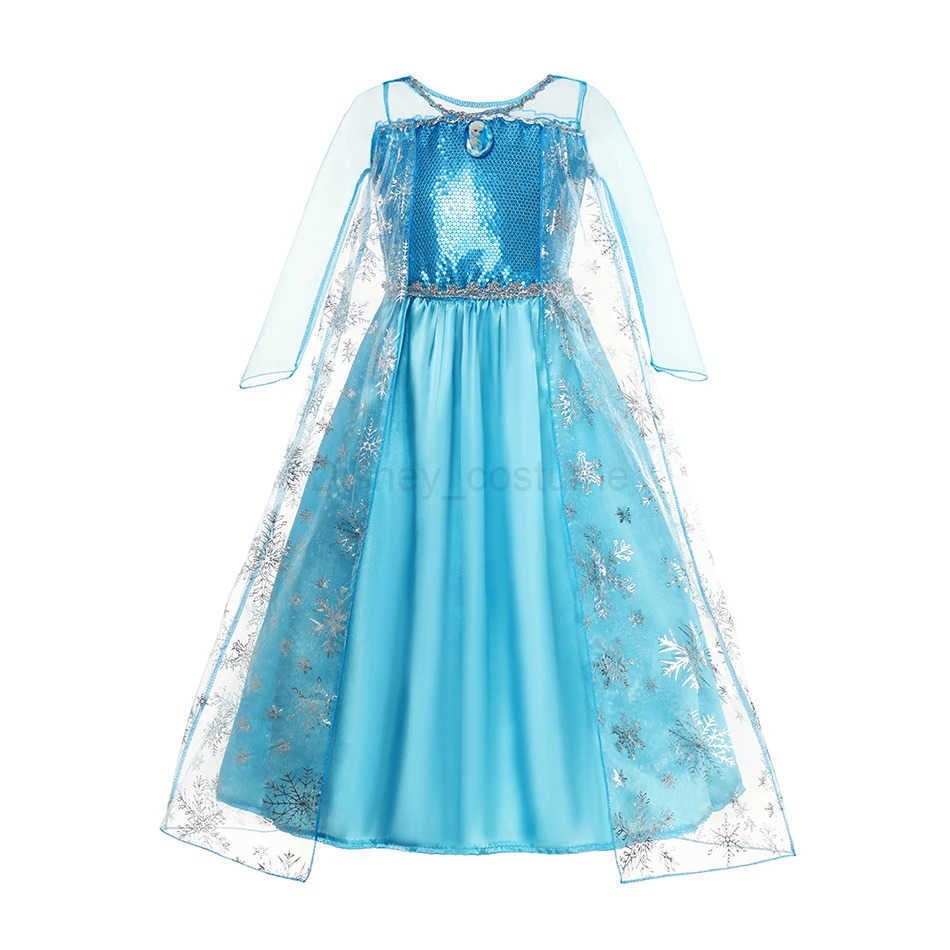 Disney Girls Snow Queen Kids Costumes Girls Carnival Party Prom Gown Elsa Robe-Playing Children Clothing Princess Dress Birthday Dress X250408