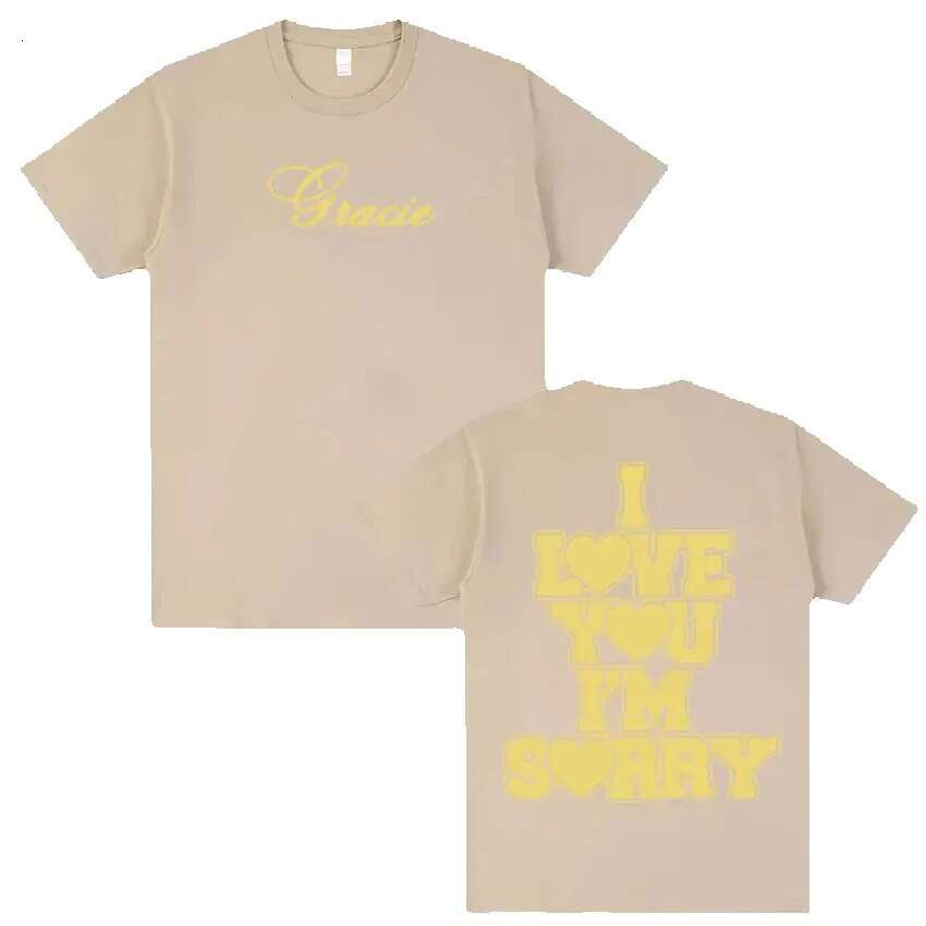 I love you, I'm sorry, Gracie Abrams letter printed for men and women, fashionable retro casual round neck, 100% pure cotton T-shirt top