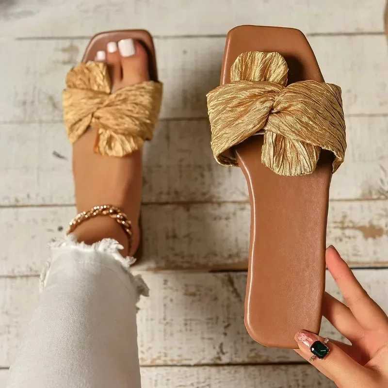 Summer womens sliders Fi brand casual sliders womens flat shoes womens peeping toes beach sandals outdoor flip cover low floor matsXJ250407
