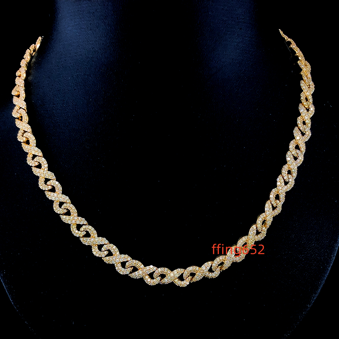 Hip Hop 14mm Moissanite Stone Necklace AAA Cubic Zirconia Bling Miami Choker Iced out Jewelry for Party Occasions