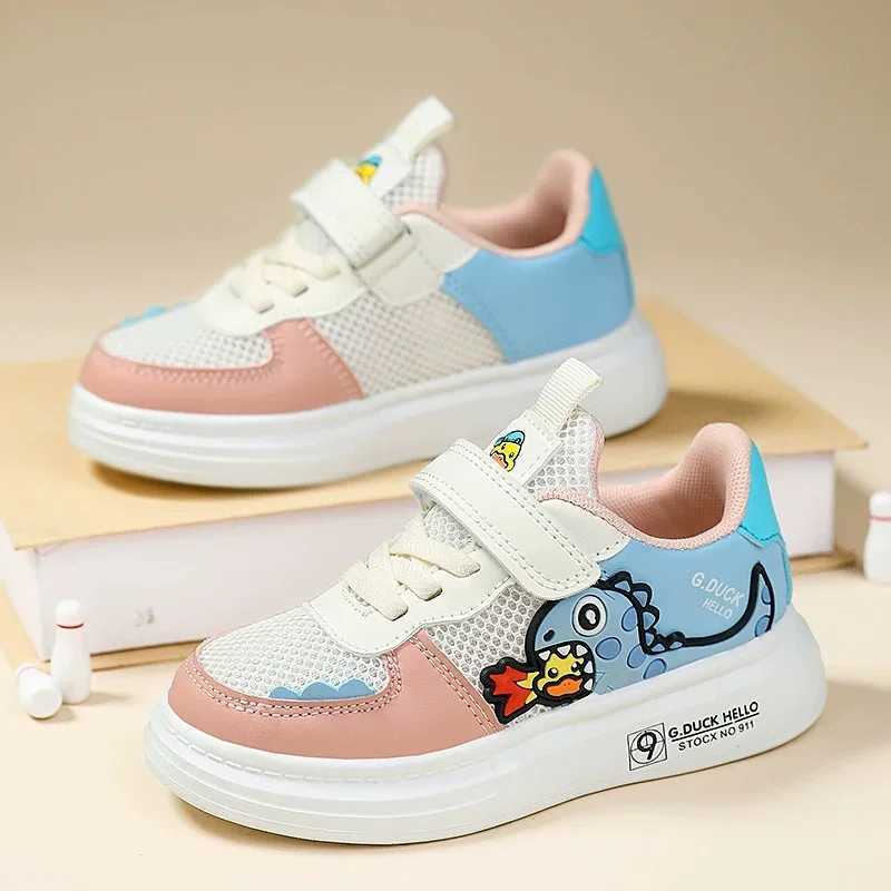 Childrens sports shoes boys and girls dinosaur printed leather sports shoes soft non slip casual childrens tennis baby walking shoes W250407