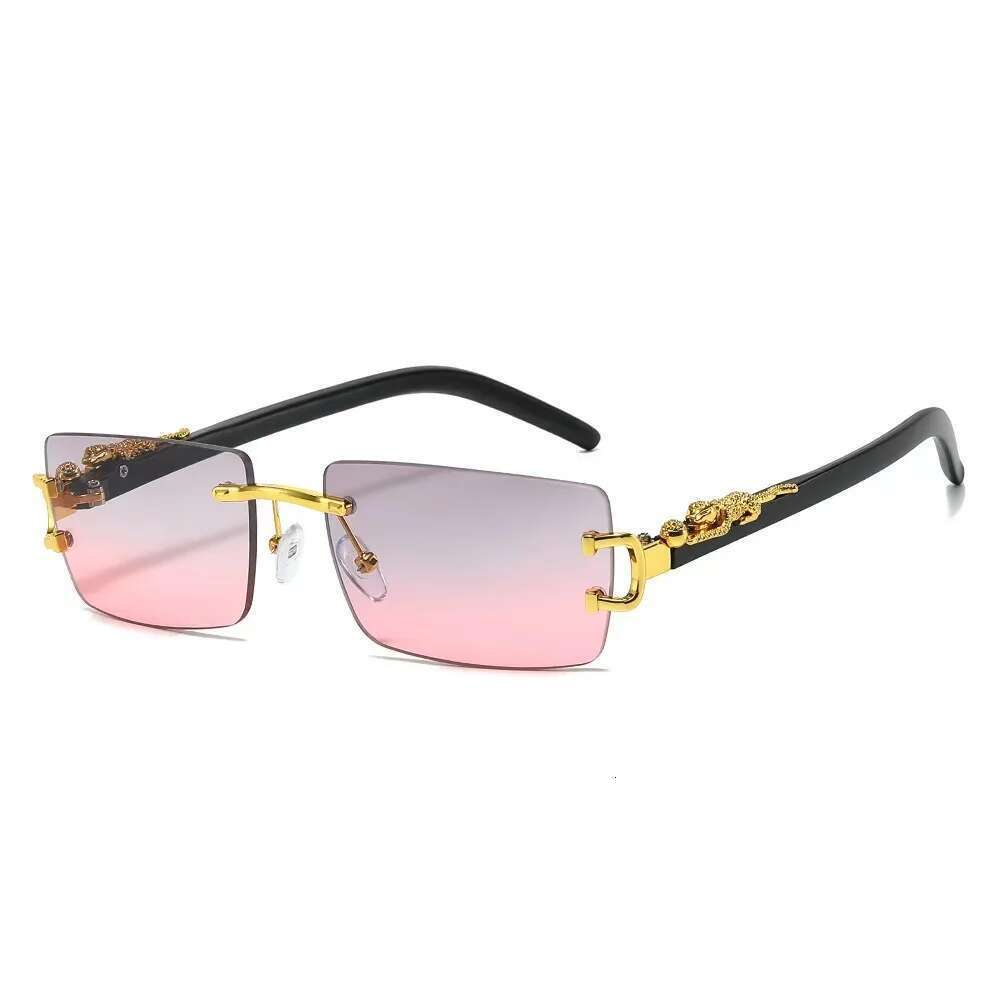 Rimless Rectangle Sunglasses Men Women Fashion Frameless Square Sun Glasses for Ladies Shades Leopard Eyewear UV400 Oculos