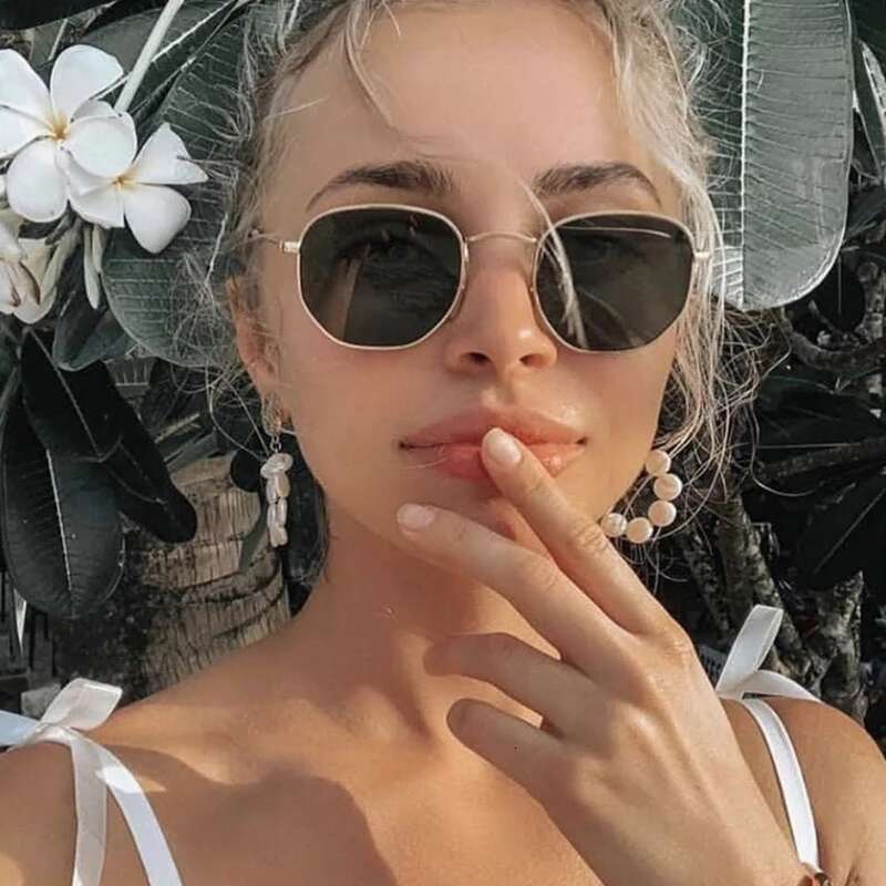 2024 Hexagon Sunglasses Women Brand Designer Sun Men Square Metal Frame Driving Fishing Glasses Goggle Zonnebril Mannen