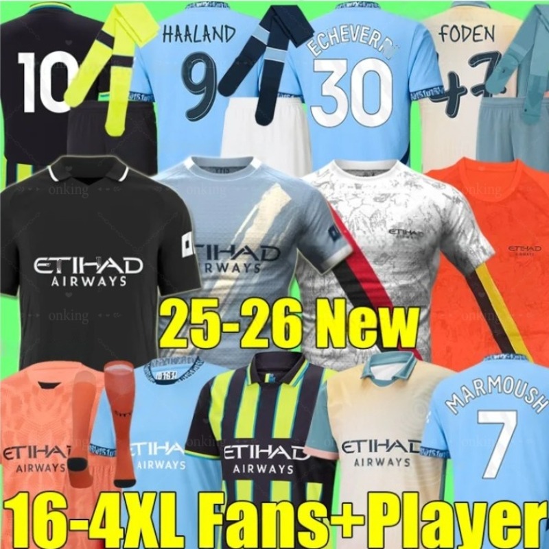 5XL 24/2025/26 HAALAND ECHEVERRI soccer jerseys MARMOUSH FODEN DOKU GREALISH DE BRUYNE BERNARD SAVINHO KOVACIC GUNDOGAN MAN CITY NICO football shirt men Kids Kit Sets