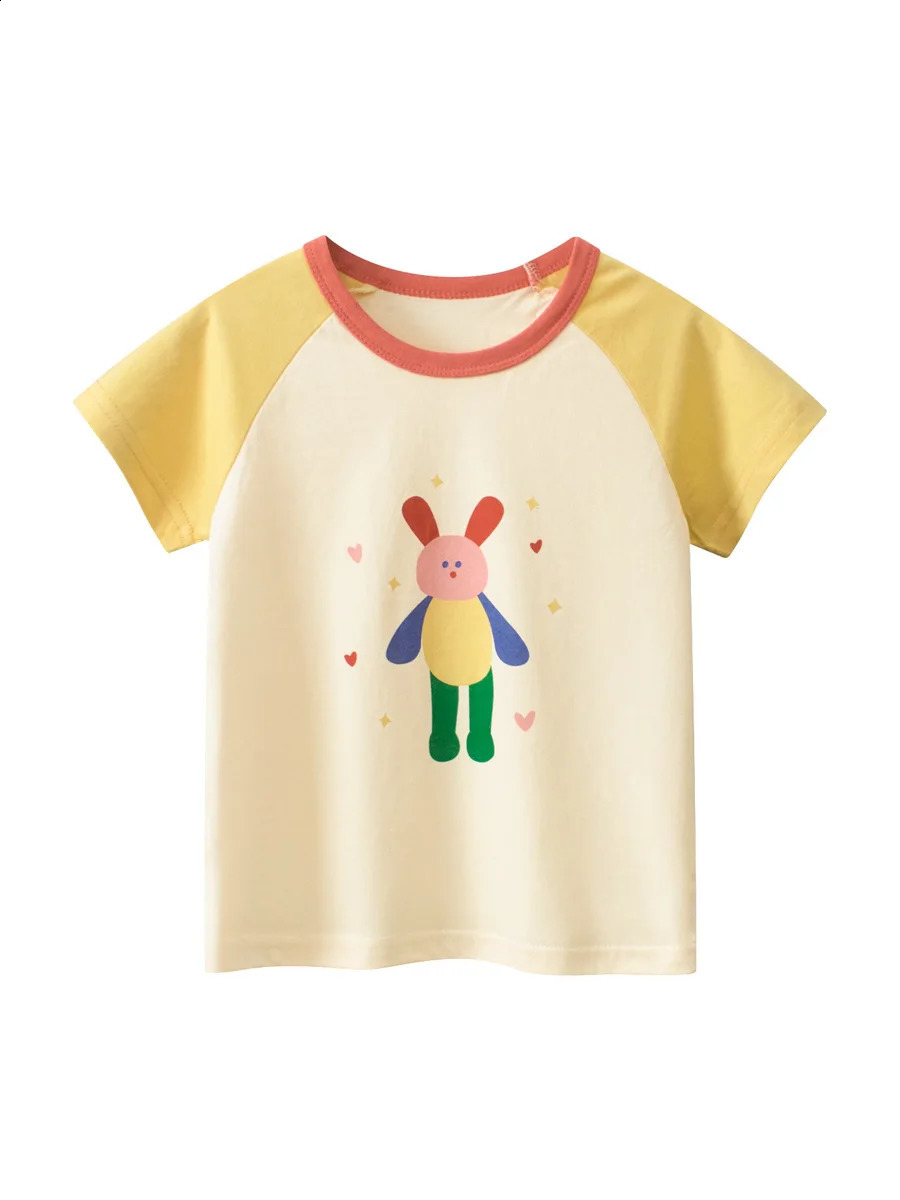 2025 Summer Short Sleeve T-shirts For Girls Printed Letter Baby Girl Tops 2-8 Years Kids Girl T Shirts Child Little Girl Clothes 250408