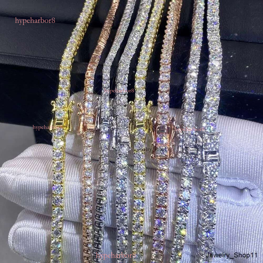 Hip-Hop Jewelry GRA Certificate S 3MM 4MM 5MM 6.5MM VVS D Color Dia Moissanite Tennis Chain Necklace