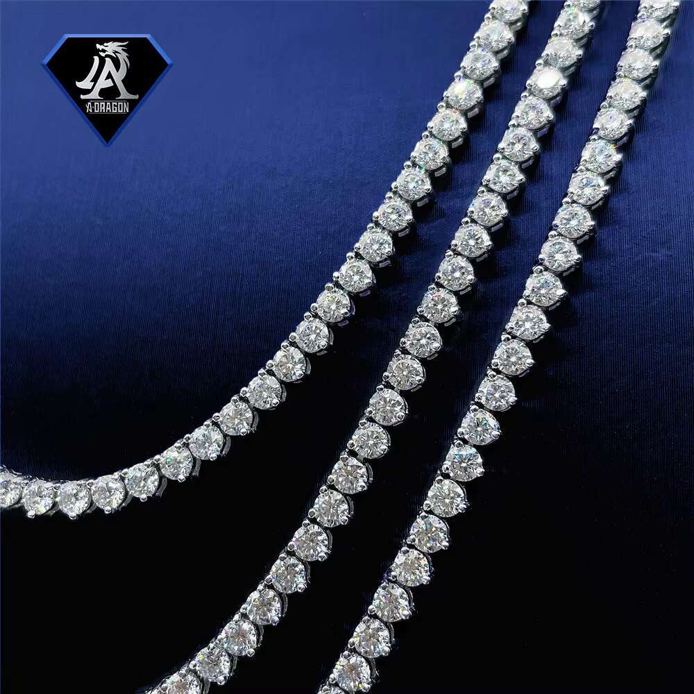 New Arrival 3mm 925 Silver Moissanite Single Stone Hip Hop Claw Necklace for Men