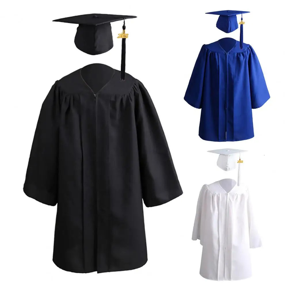 Kids Graduation Cap Gown Kindergarten Children Toddler Graduation Clothing Suit Primary Graduation Cap Gown Ceremony Outfit 250407