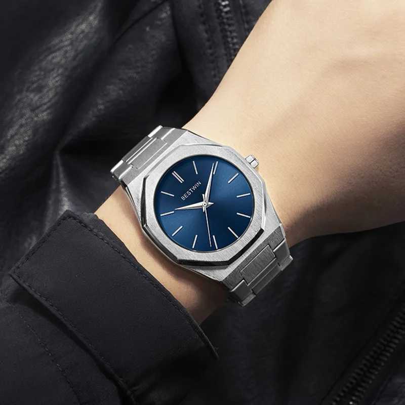 Original Top Brand All Black Stainless Steel Mens Watch Classic Business Waterproof Japanese Sports Quartz Mens Watch Y250407