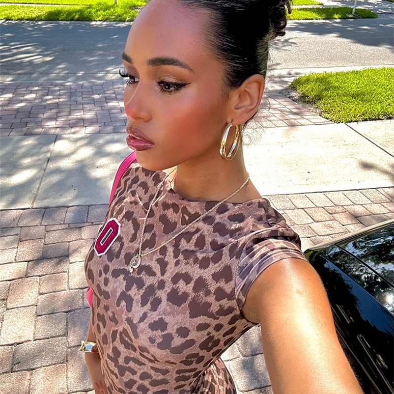 Weird Puss Leopard Print Women 2 Piece Set Tracksuit Sexy Shorts Sleeve Crop TopsShorts Stretch Matching Outfits 250407