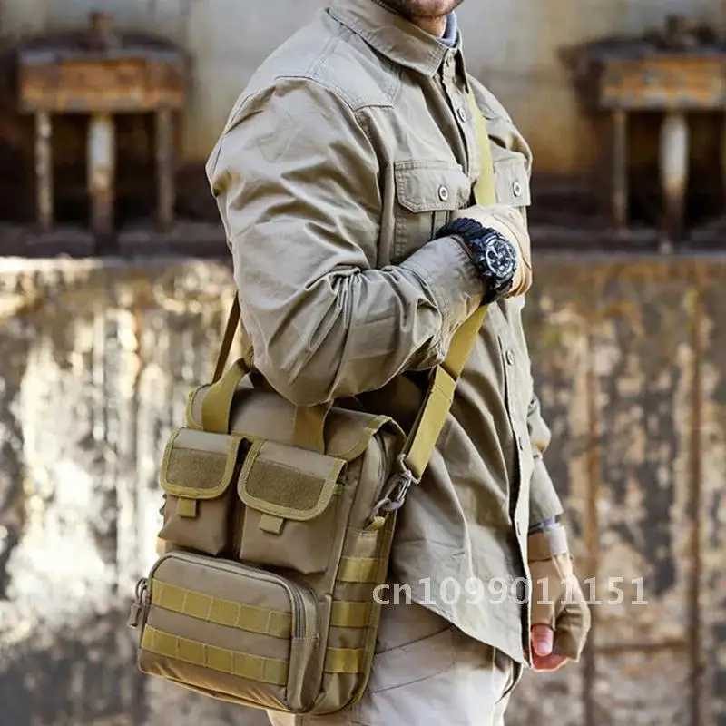 Men Tactical Bag Molle Messenger Shoulder Bags Waterproof Corssbody Bag Sack Sling Handbags Camouflage Outdoor Male Single BeltC250407