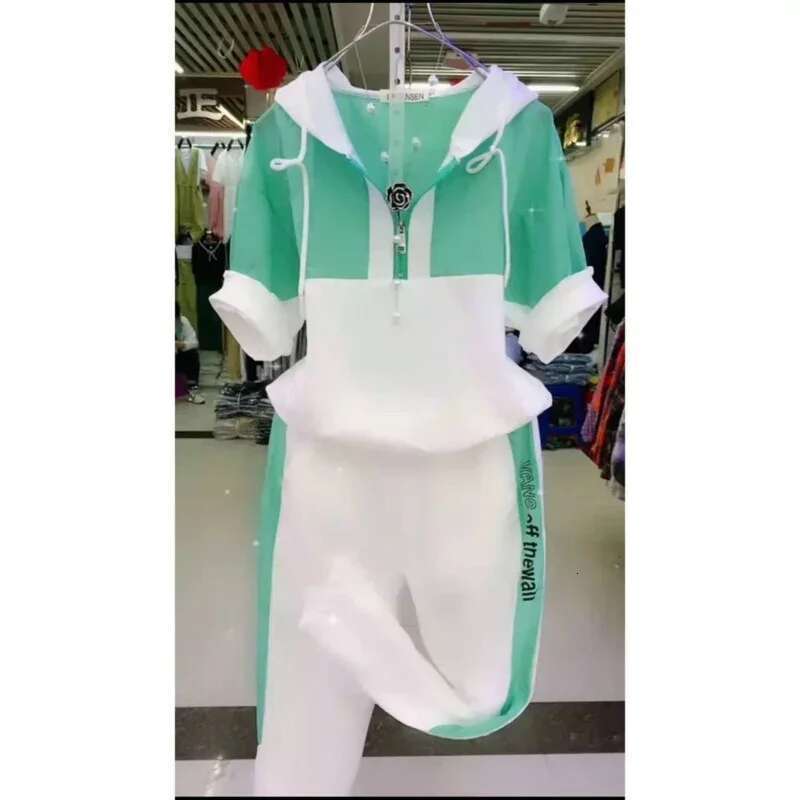2025 Summer New Women's Tracksuit Loose Fashion Casual Short Sleeve Hooded Top Pants Two Piece Sets Sweat Suit For Women Clothes