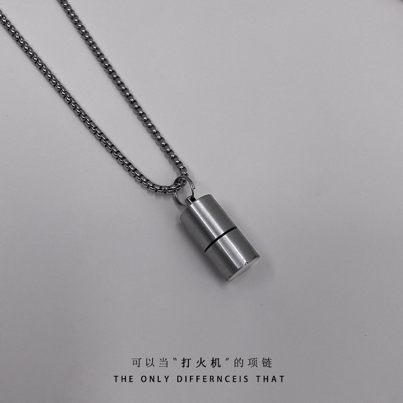 Lighter Titanium Steel Necklace, Men's Trendy Hip Hop Versatile Pendant, High Grade, Simple Necklace