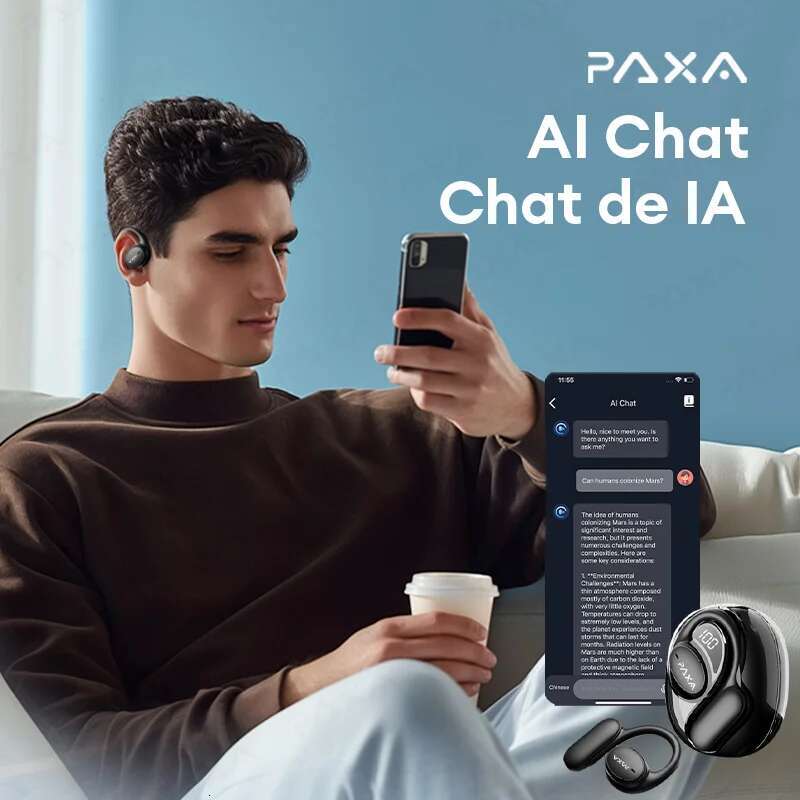 PAXA Openair5 Smart Wireless Bluetooth Touch Earphones 5.4 Hi-Fi stereo music Gaming Earbuds HD Call AI Translation Headset