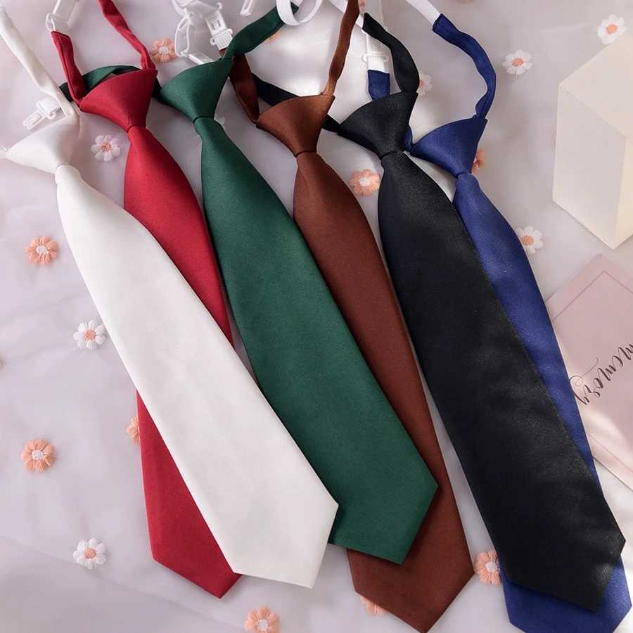 Fashion Uniform JK Ties Solid Brown White Neckties College Student Shirt Suit Neckwear Preppy Chic Short Neck Tie Lazy-tie X250407