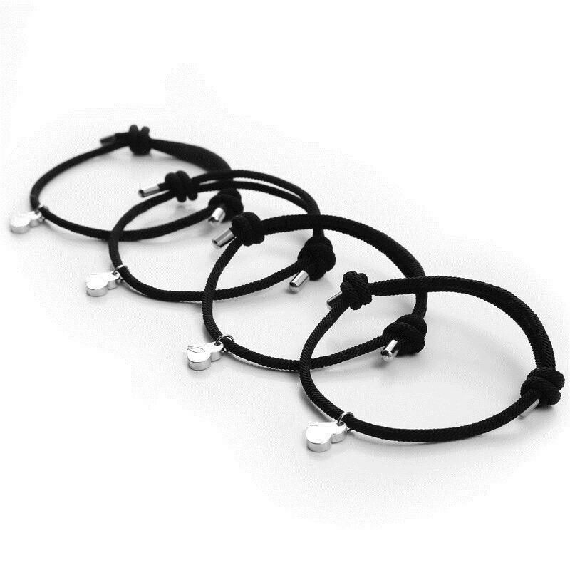 Fashion friends, family members, four people, love, magnet attraction bracelet, creative weaving, hand rope