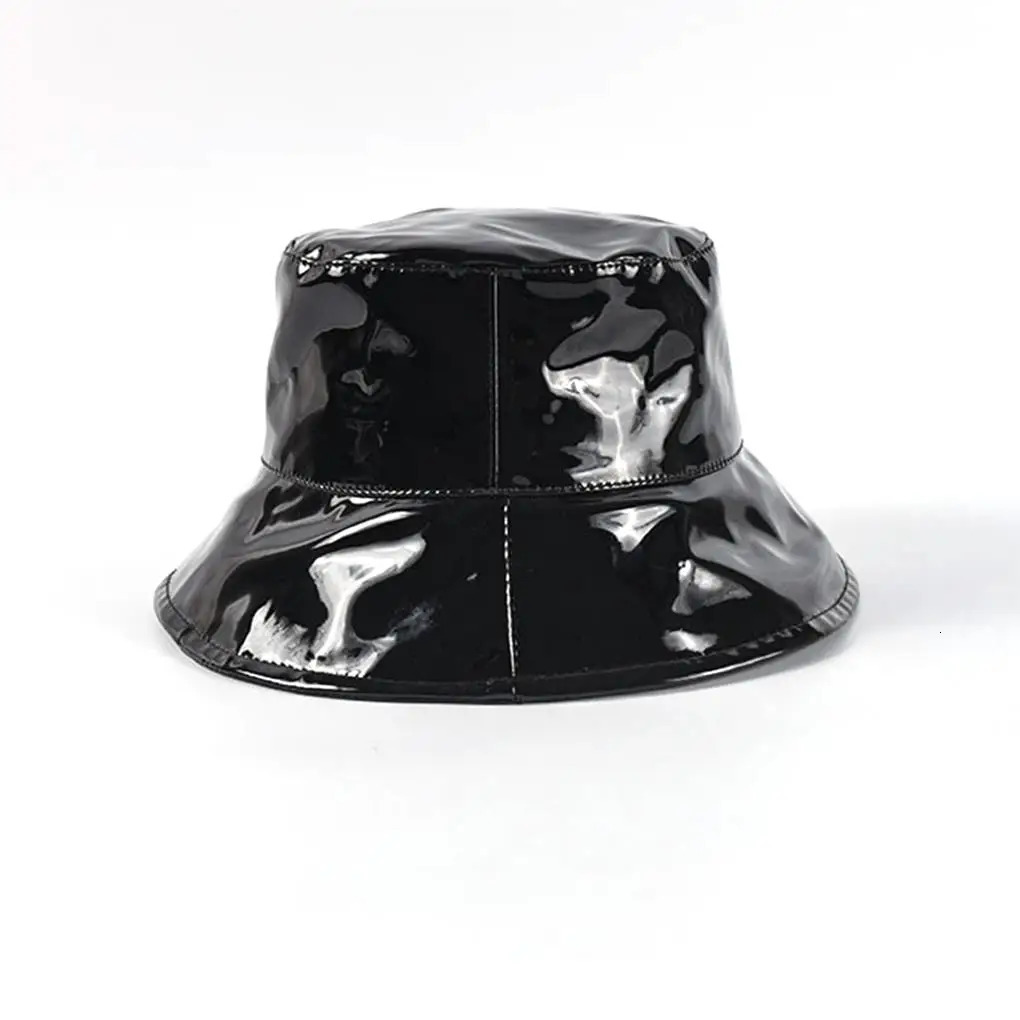Bucket Hat Waterproof Rain Caps Fashion Black Patent Leather Solid Color Retro Street Hip Hop Fishing Bonnet Beach Party 251103 - view 4